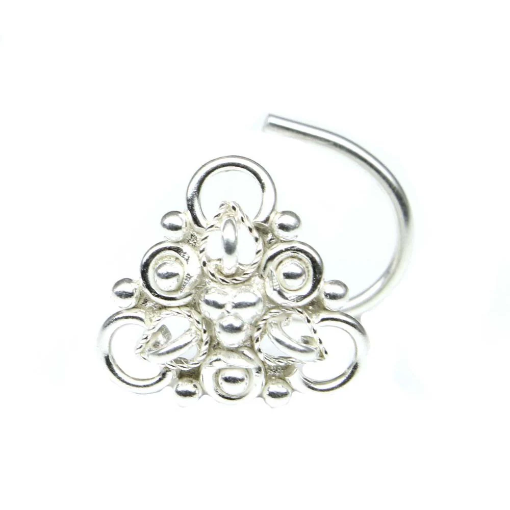 Unique floral design Silver Nose Piercing