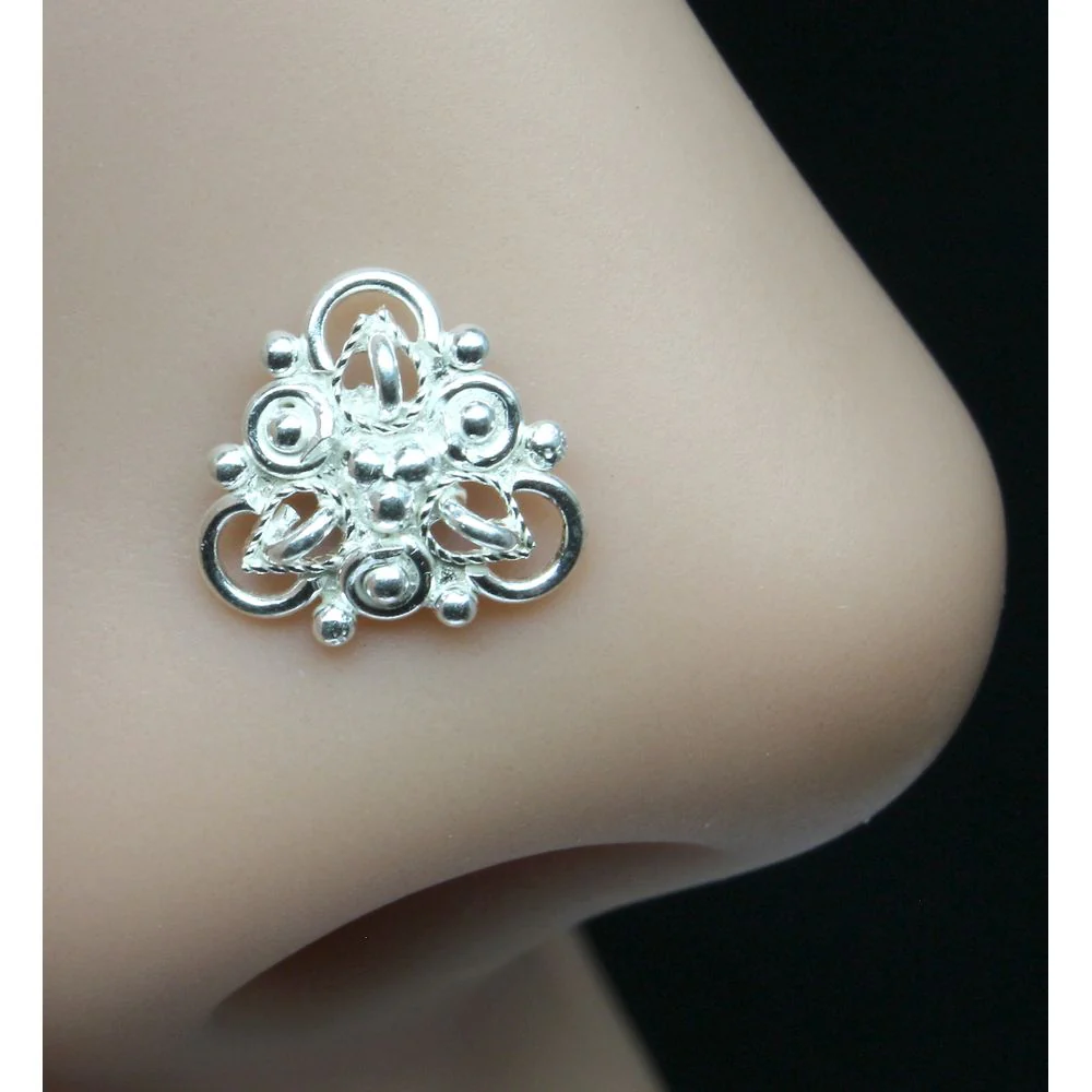 Unique floral design Silver Nose Piercing - Image 2