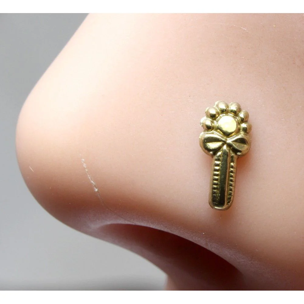 Vertical gold finish push pin nose stud - Image 2