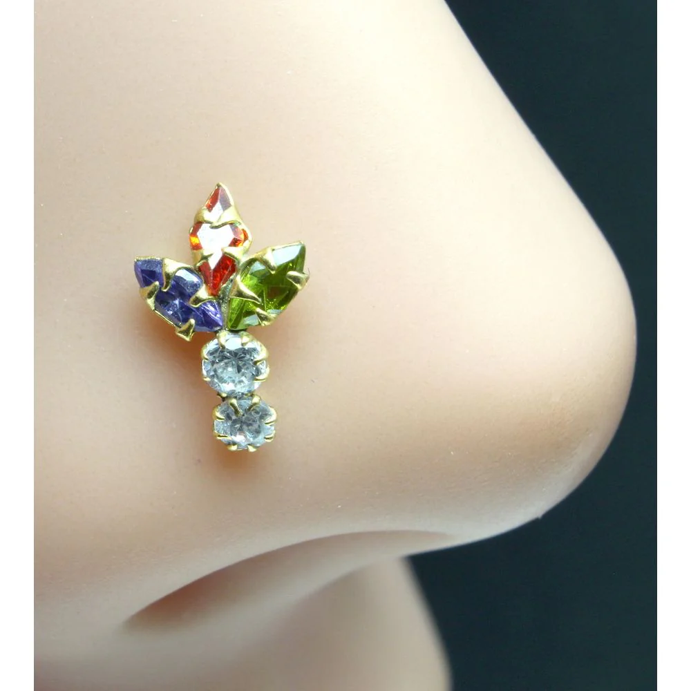Vertical Leaf motif nose pin