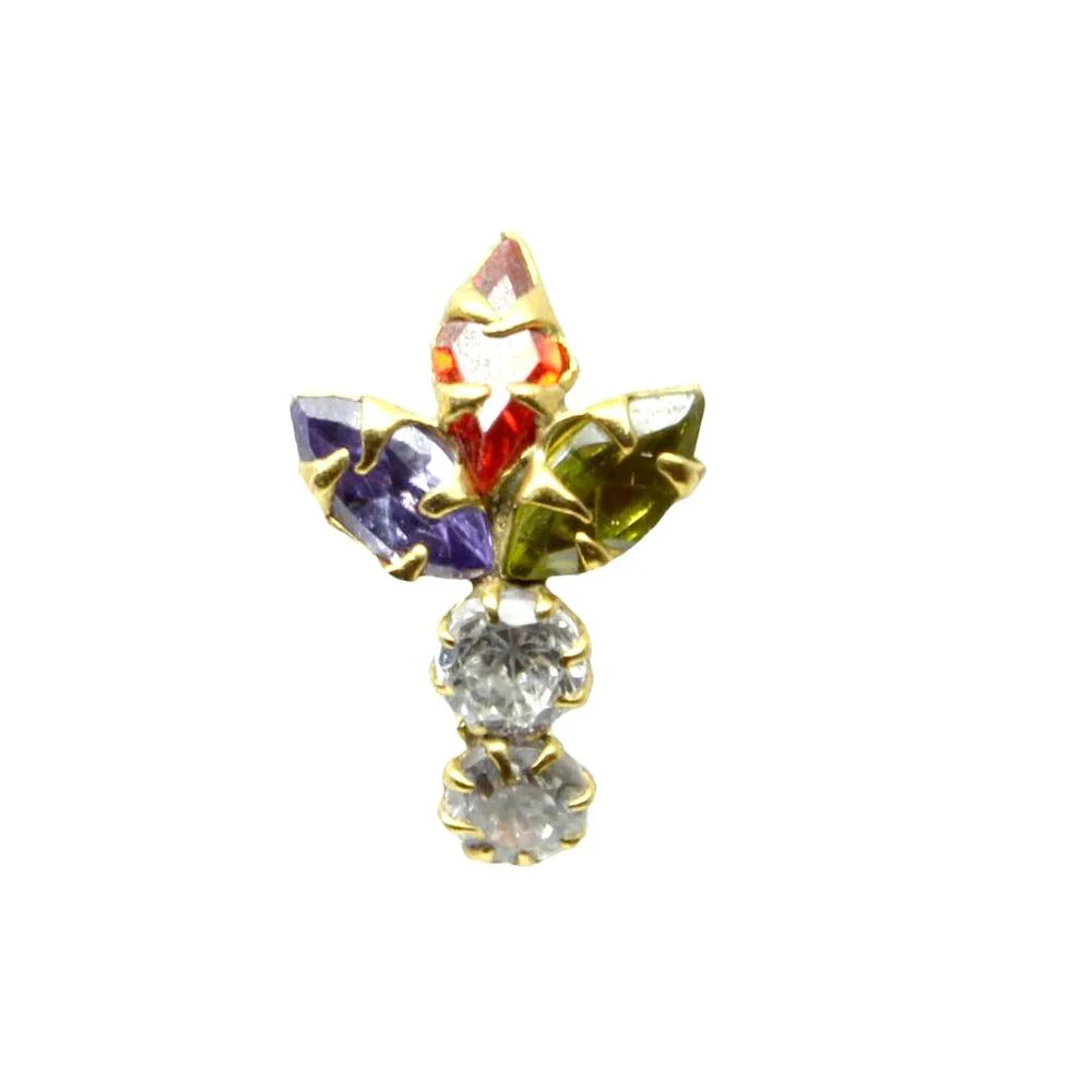 Vertical Leaf motif nose pin - Image 2
