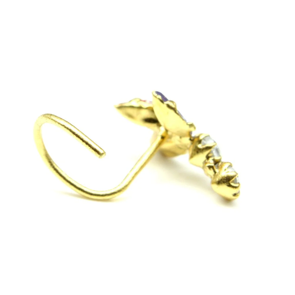 Vertical Leaf motif nose pin - Image 3