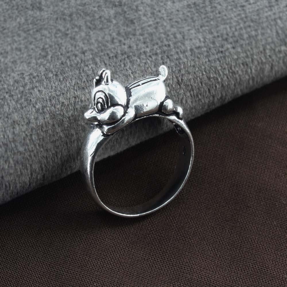 Vintage Oxidized 925 Silver Chipmunk design Unisex Ring