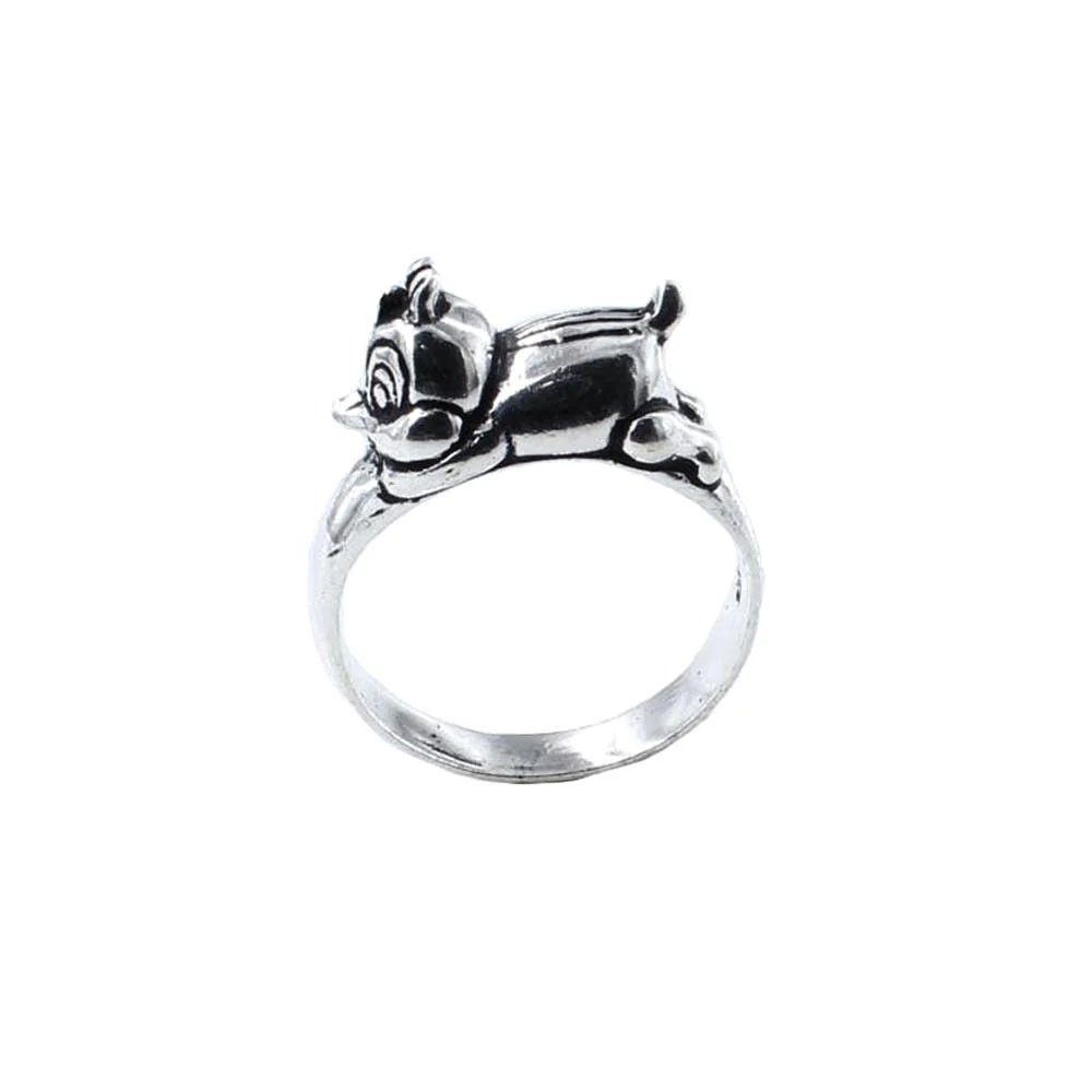 Vintage Oxidized 925 Silver Chipmunk design Unisex Ring - Image 4