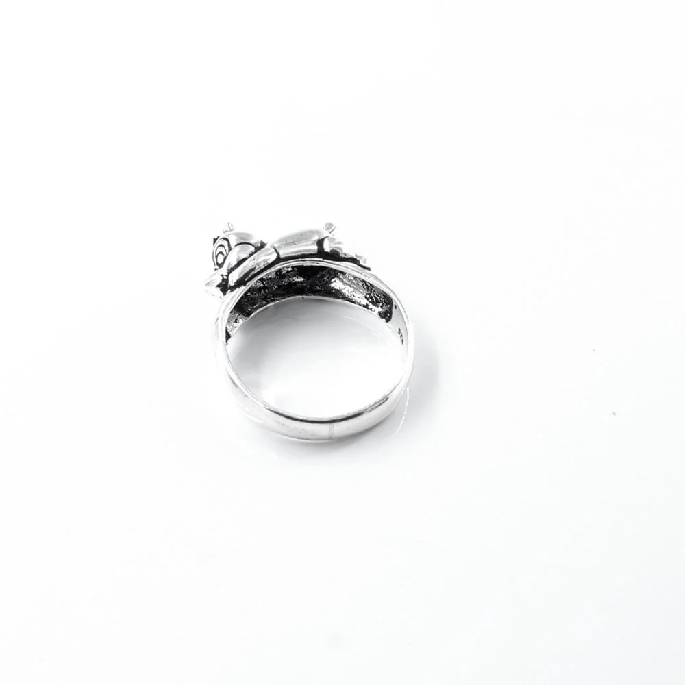 Vintage Oxidized 925 Silver Chipmunk design Unisex Ring - Image 5