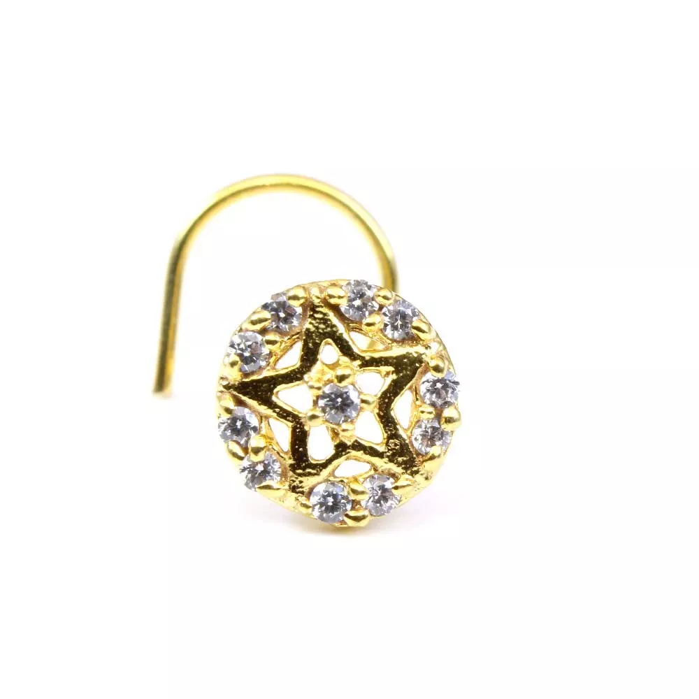 White CZ star-shaped nose pin - Image 2