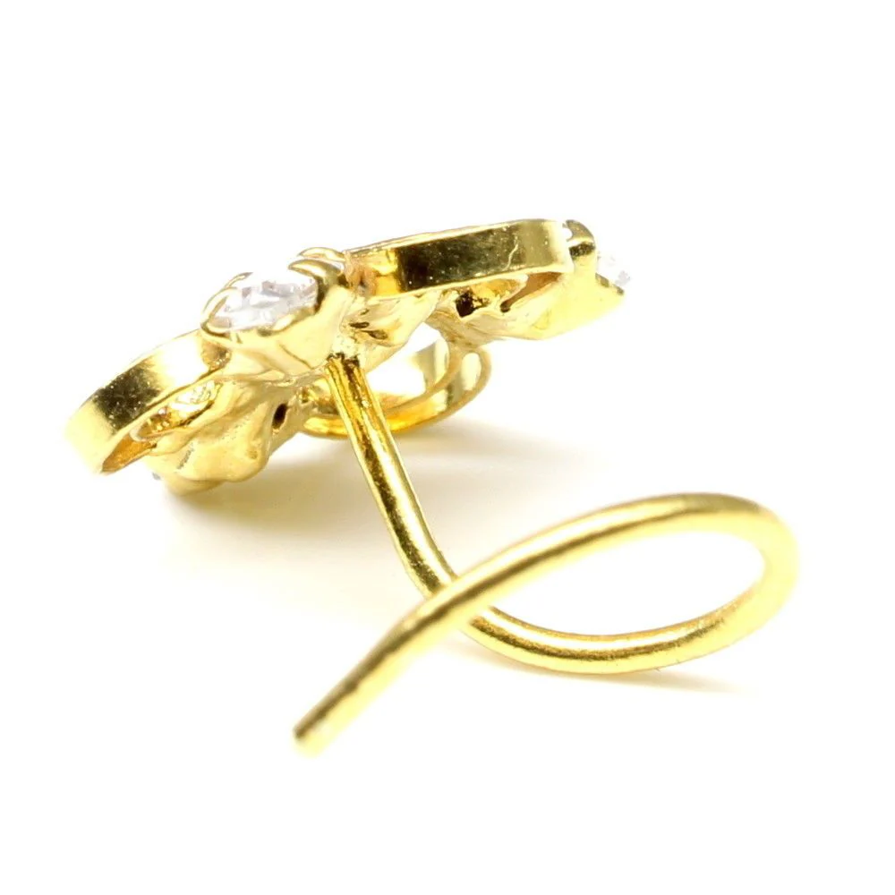 Wired round floral nose pin - Image 3